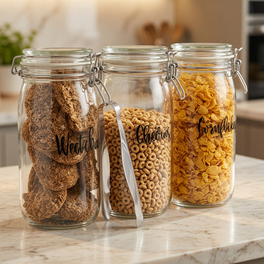 Custom Personalised Home Organisation Name Labels Stickers | PANTRY JARS | STORAGE BINS | BOTTLES | CONTAINERS | BOXES | Many Sizes | 24 Colours