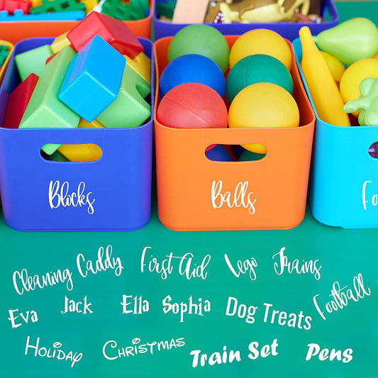 Custom Storage Box Caddy Organisation Labels Stickers | CLEANING CADDY | STORAGE BINS | TOY BOXES | CONTAINERS | BOXES | 4 Fonts | 24 Colours