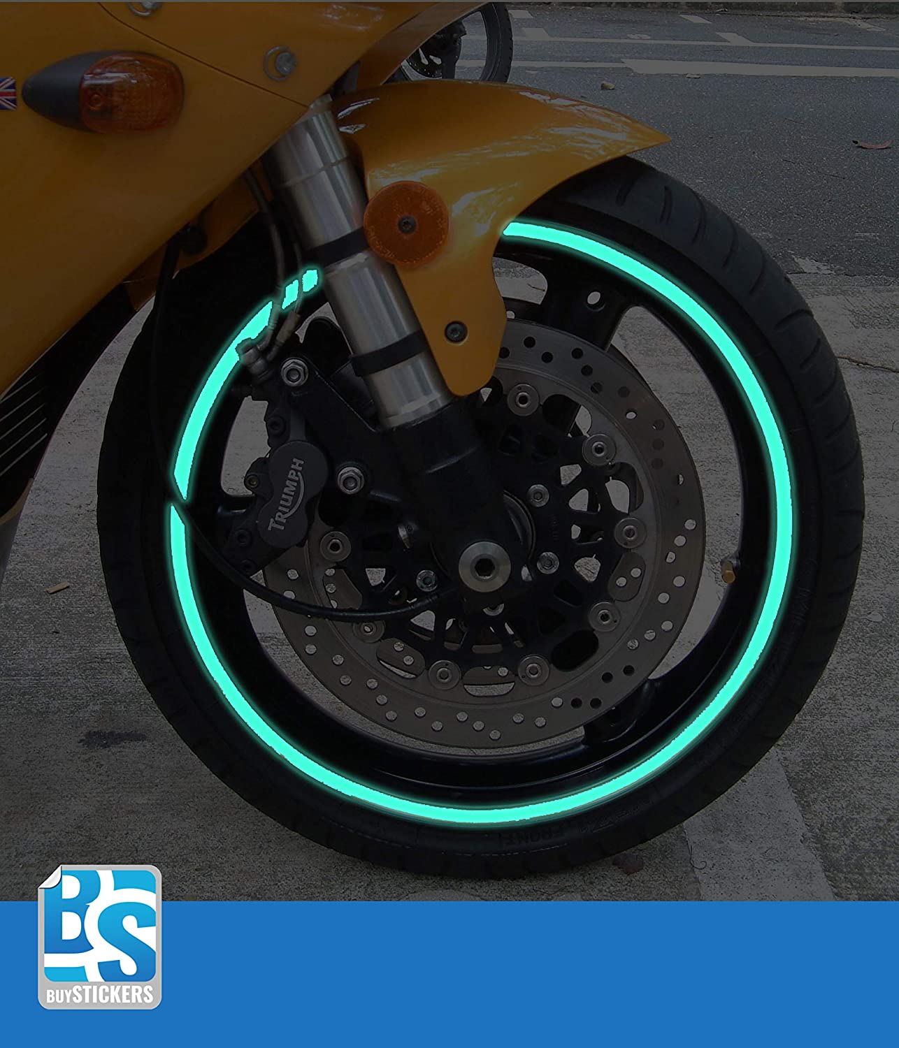 BS® Motorbike Wheel Rim Tape Reflective Blue (All Vehicles) | 6 Reflective Colours | 15-19 Inch Wheel Size | DECALS | RIM STRIPE