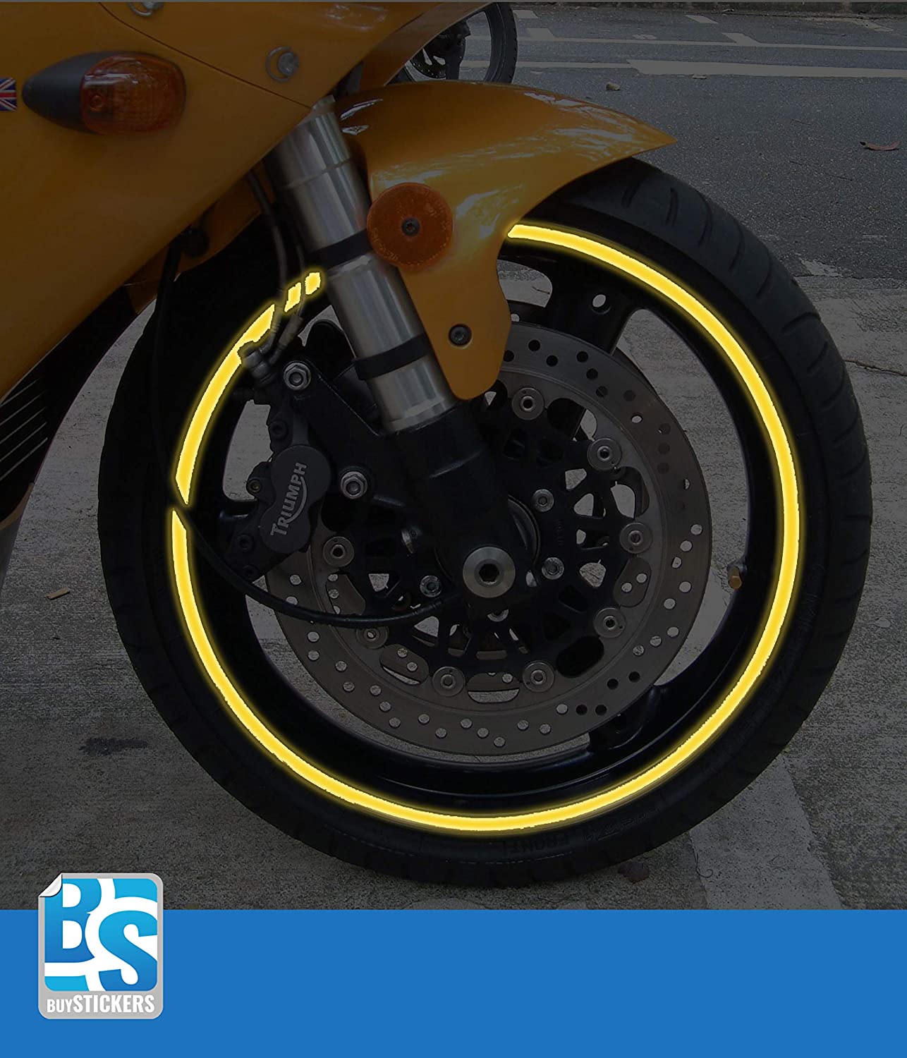 BS® Motorbike Wheel Rim Tape Reflective Blue (All Vehicles) | 6 Reflective Colours | 15-19 Inch Wheel Size | DECALS | RIM STRIPE